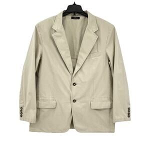 LL Bean Mens 44R Cotton Blazer Khaki Sport Coat Jacket Casual Outdoors Safari